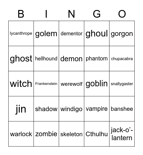 HAPPY HALLOWEEN! Bingo Card