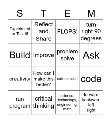 STEM Lab Bingo Card