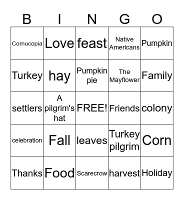 Thanksgiving Bingo Card