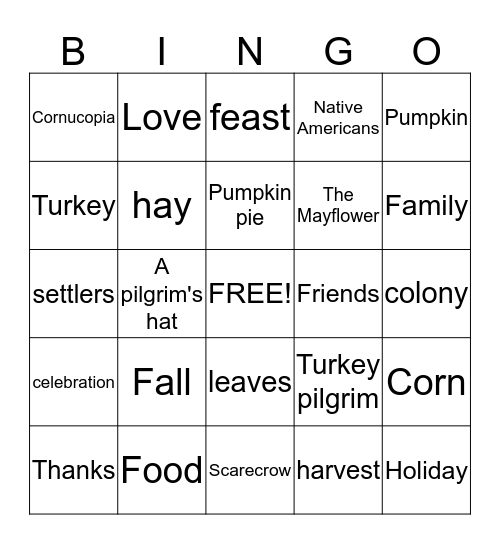 Thanksgiving Bingo Card