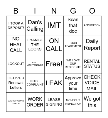 APARTMENT BINGO Card