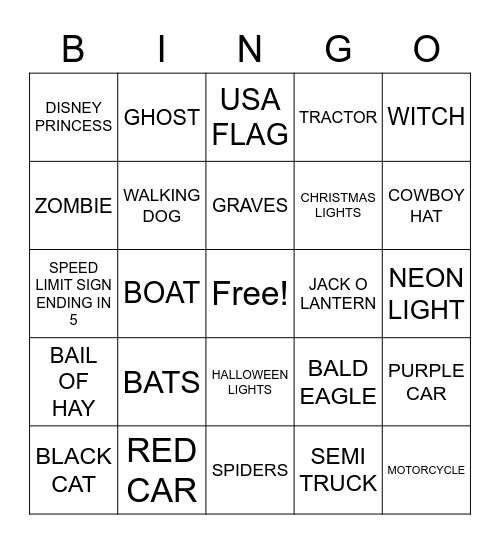 Halloween BINGO Card