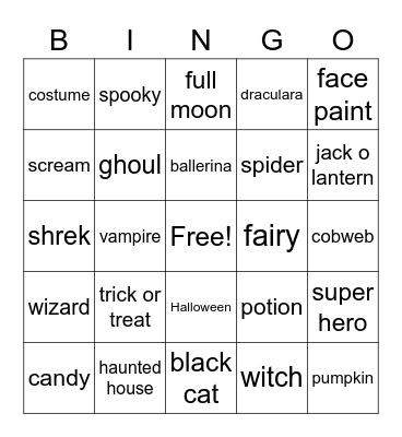 Halloween Bingo Card