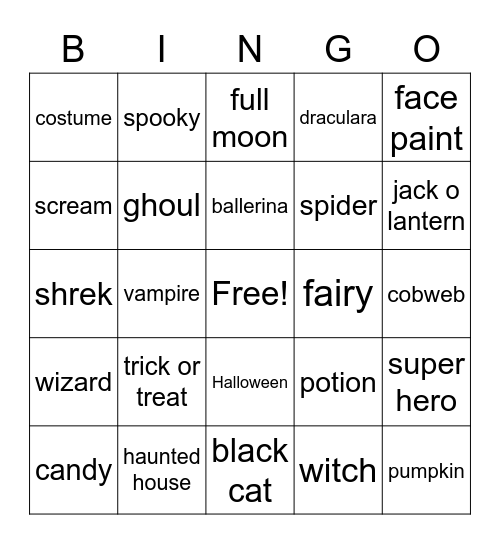 Halloween Bingo Card