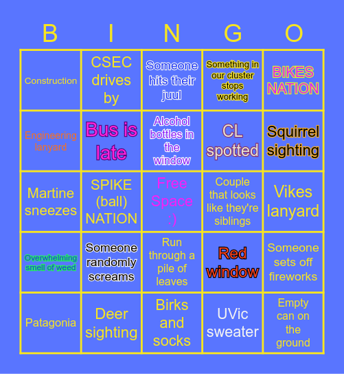 UVIC BINGO !!! Bingo Card