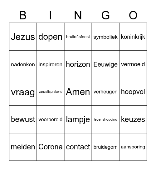 preekbingo Card