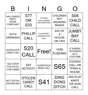 DISPATCH HALLOWEEN Bingo Card