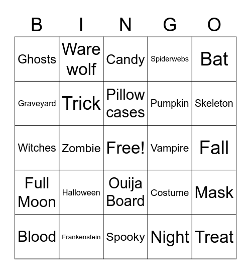 Halloween Bingo Card