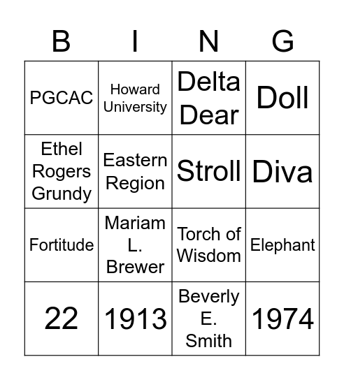 Delta Bingo Card