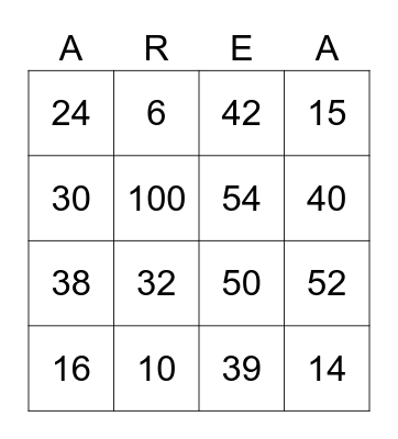 Year 8 Measurement Bingo Card