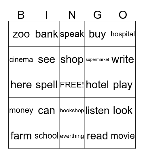 Bingo for can Bingo Card