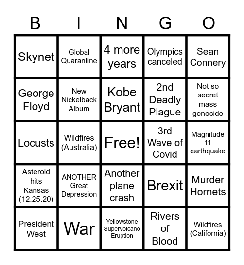 2020 Bingo Card