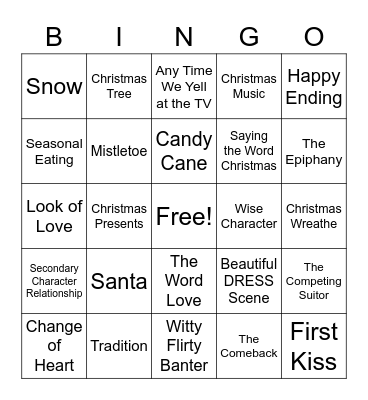 Christmas Movie Bingo Card