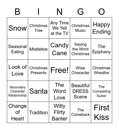 Christmas Movie Bingo Card