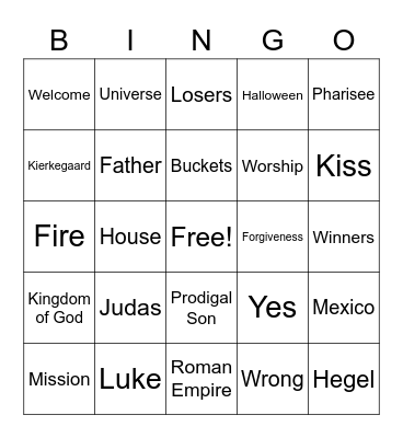 RLLA Sunday Bingo Card