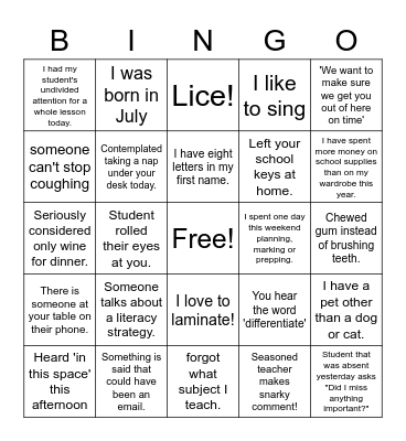 PD Bingo Card