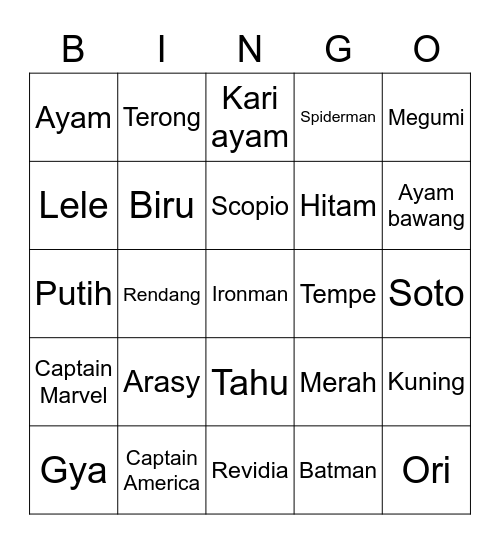 Untitled Bingo Card