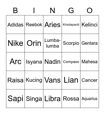 GENTARA Bingo Card