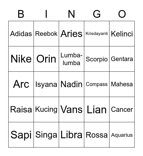 GENTARA Bingo Card