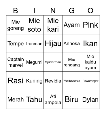 Rinjani Bingo Card