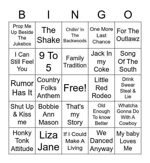 Country Dance Bingo Card