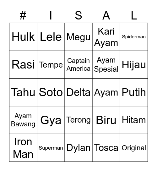 ISAL JJANG! Bingo Card