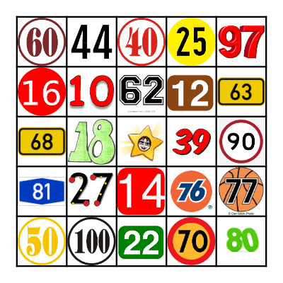 Los Numeros 1-100 Bingo Card