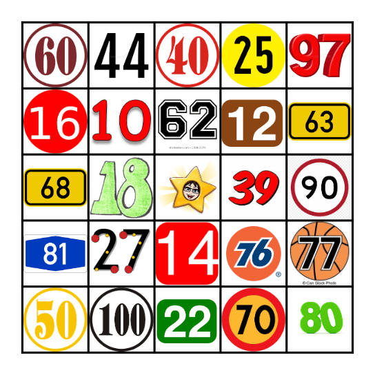Los Numeros 1-100 Bingo Card