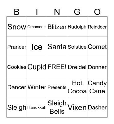 Reindeer Games Bingo Card