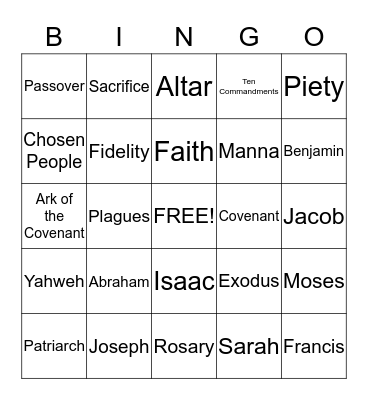 Bible Bingo Card