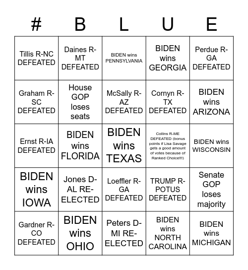 GOP Begone - 2020 Election Night National Bingo (FIXED) Bingo Card