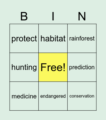 nature and the world Bingo Card