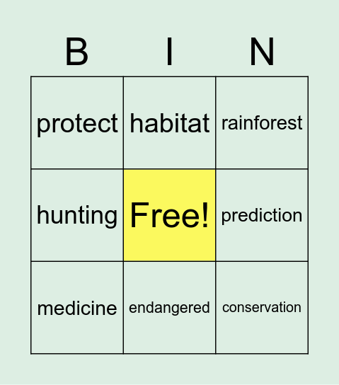 nature and the world Bingo Card