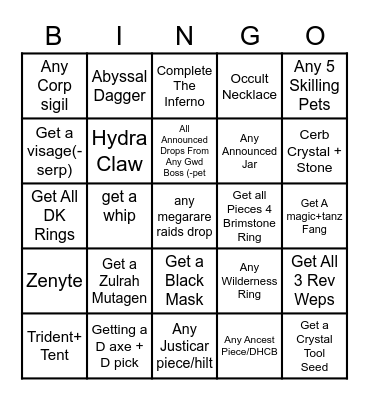 OSRS Bingo Card