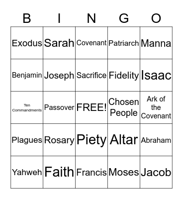 Bible Bingo Card