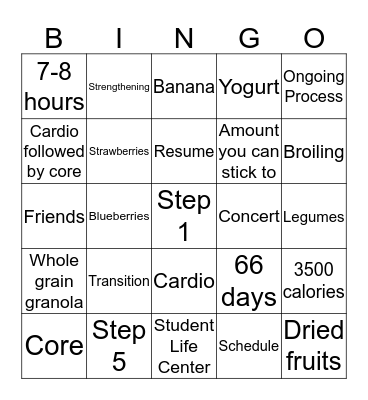 Staying Healthy After High School Bingo Card