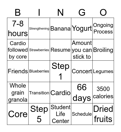 Staying Healthy After High School Bingo Card