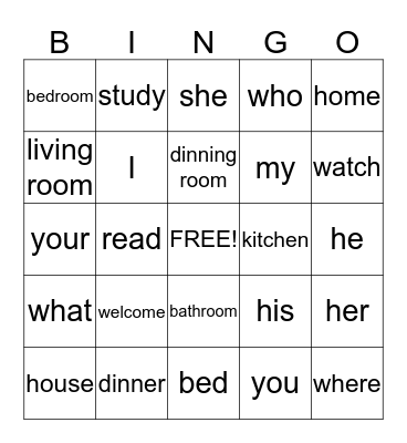 My house, my home Bingo Card