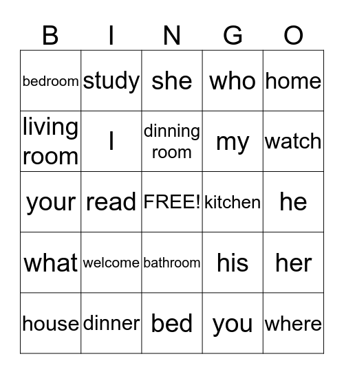 My house, my home Bingo Card