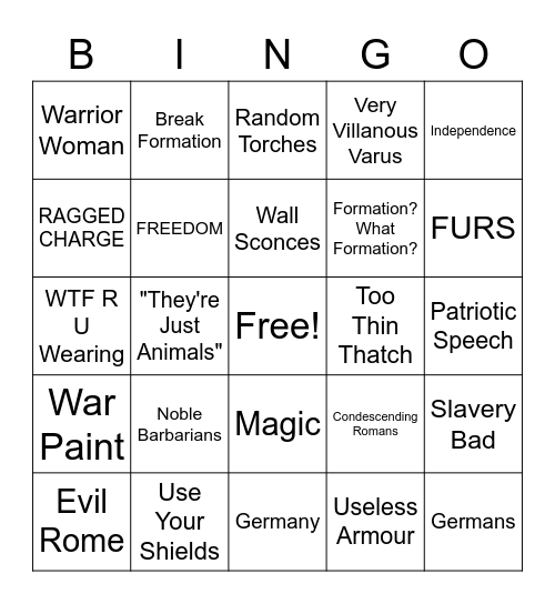 Barbarians Bingo Card
