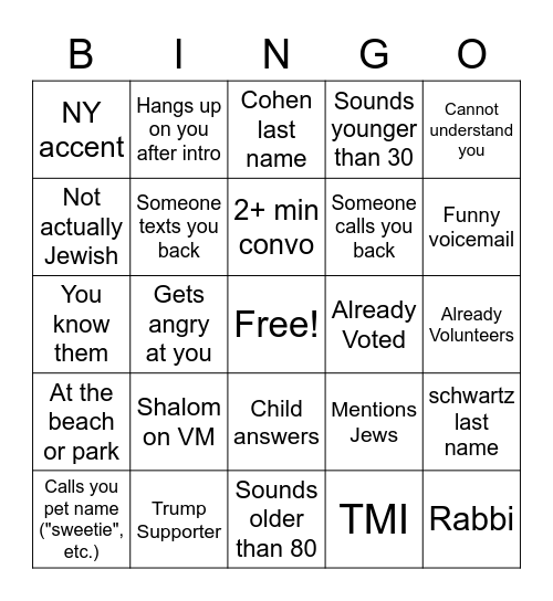 CallingJews Bingo Card