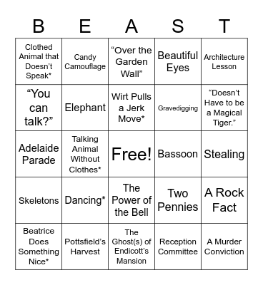 INTO THE UNKNOWN Bingo Card