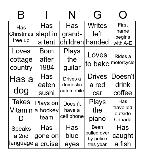 Christmas Party Bingo