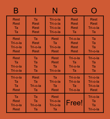 Rhythm Bingo Card