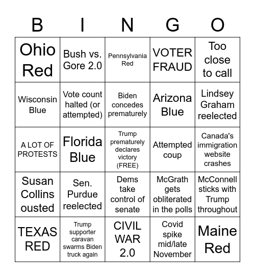 2020 USA Bingo Card