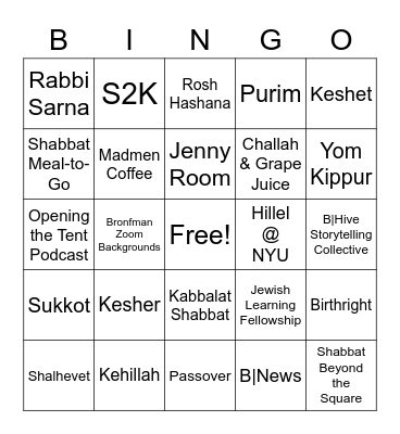 Bronfman Bingo! Bingo Card