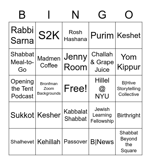 Bronfman Bingo! Bingo Card