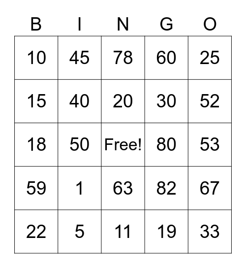 Los Numeros Bingo Card