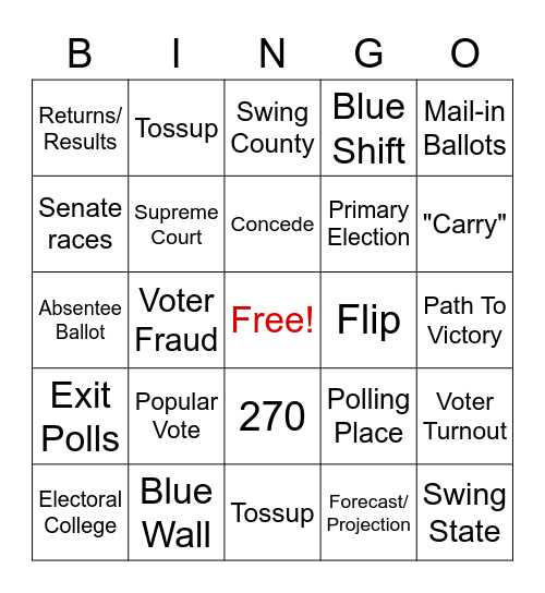 Election Night Bingo! Bingo Card