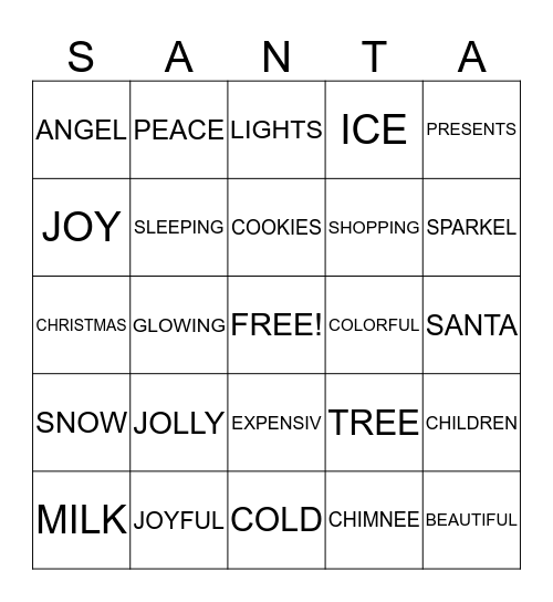 merry christmas Bingo Card